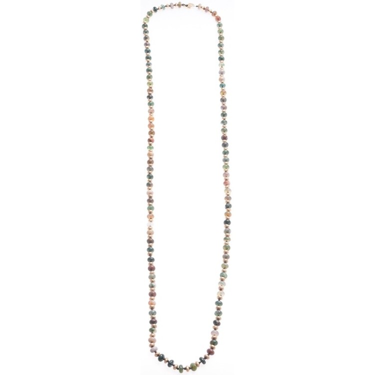 COLLAR LARGO PIEDRAS CUENTAS METAL