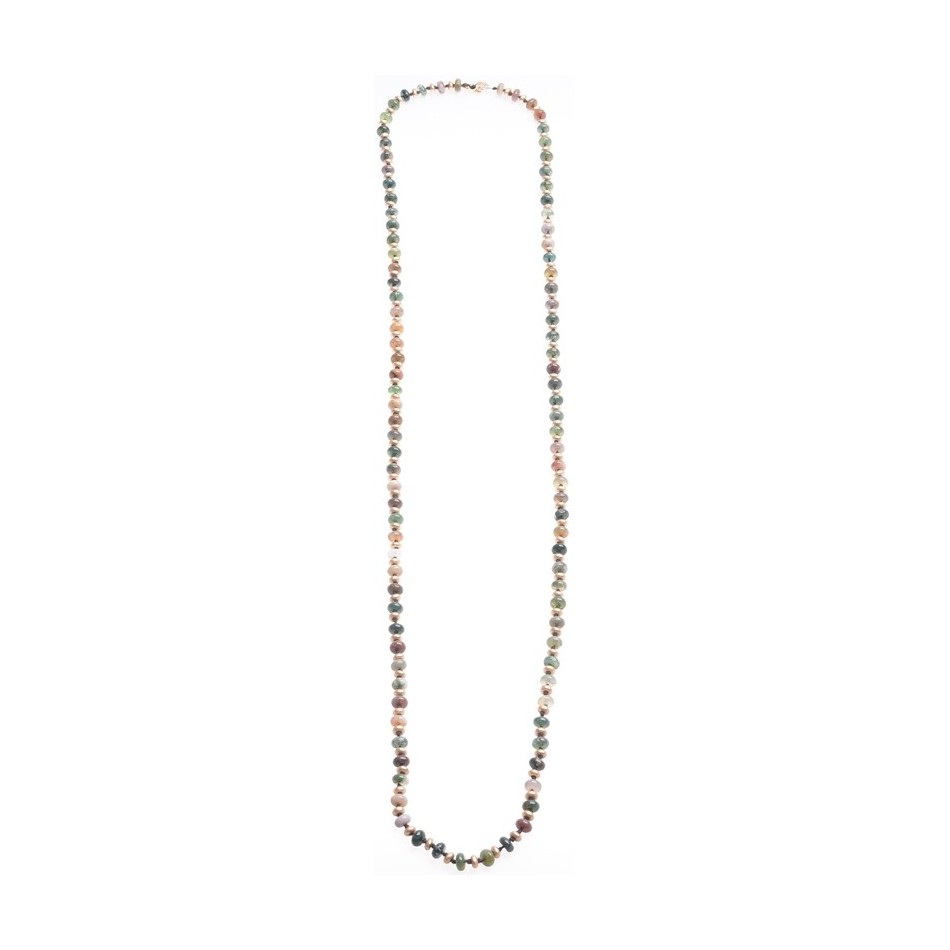 LONG NECKLACE WITH STONES AND METAL BEADS
