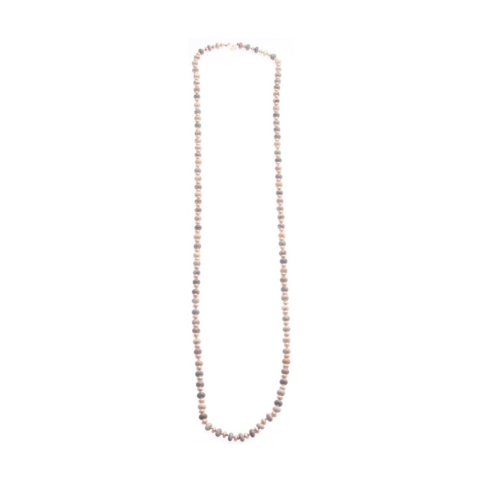LONG NECKLACE WITH STONES AND METAL BEADS
