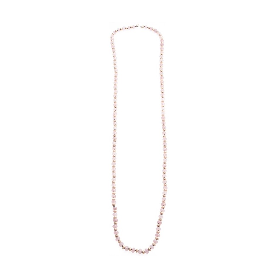 LONG NECKLACE WITH STONES AND METAL BEADS