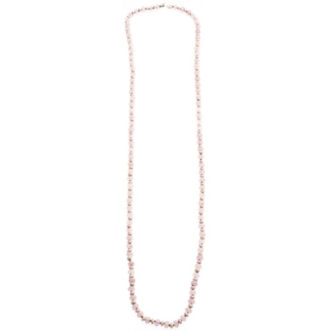 LONG NECKLACE WITH STONES AND METAL BEADS