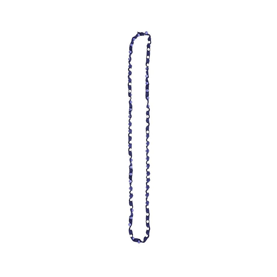 LONG TUBE NECKLACE WITH METAL IMITATION BEADS STONES