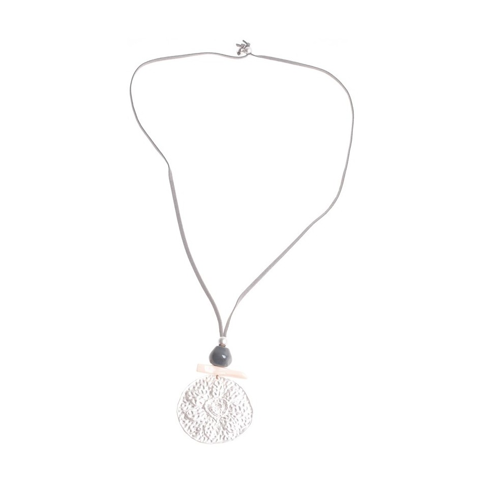 COLLAR LARGO COLGANTE MEDALLON METAL