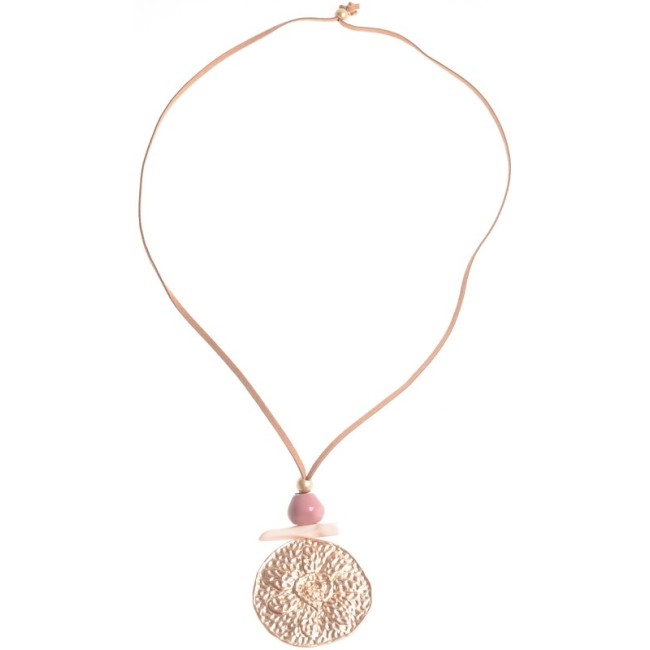 LONG METAL MEDALLION PENDANT NECKLACE