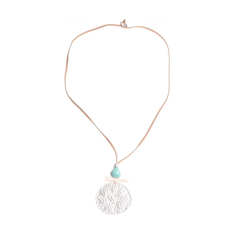 COLLAR LARGO COLGANTE MEDALLON METAL