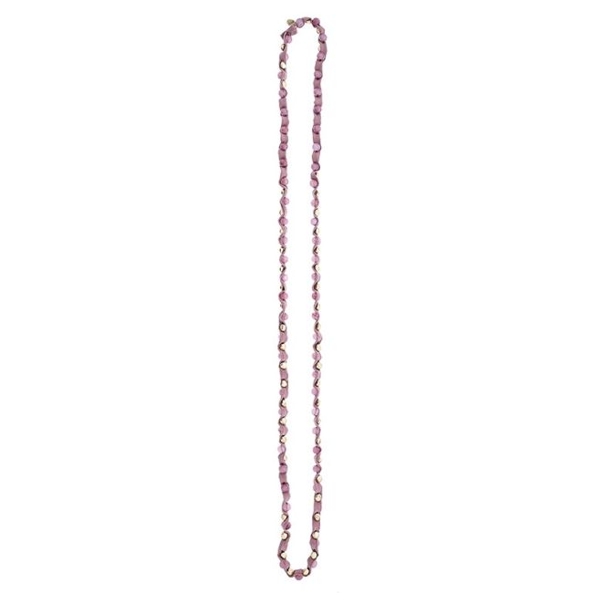 LONG TUBE NECKLACE WITH METAL IMITATION BEADS STONES
