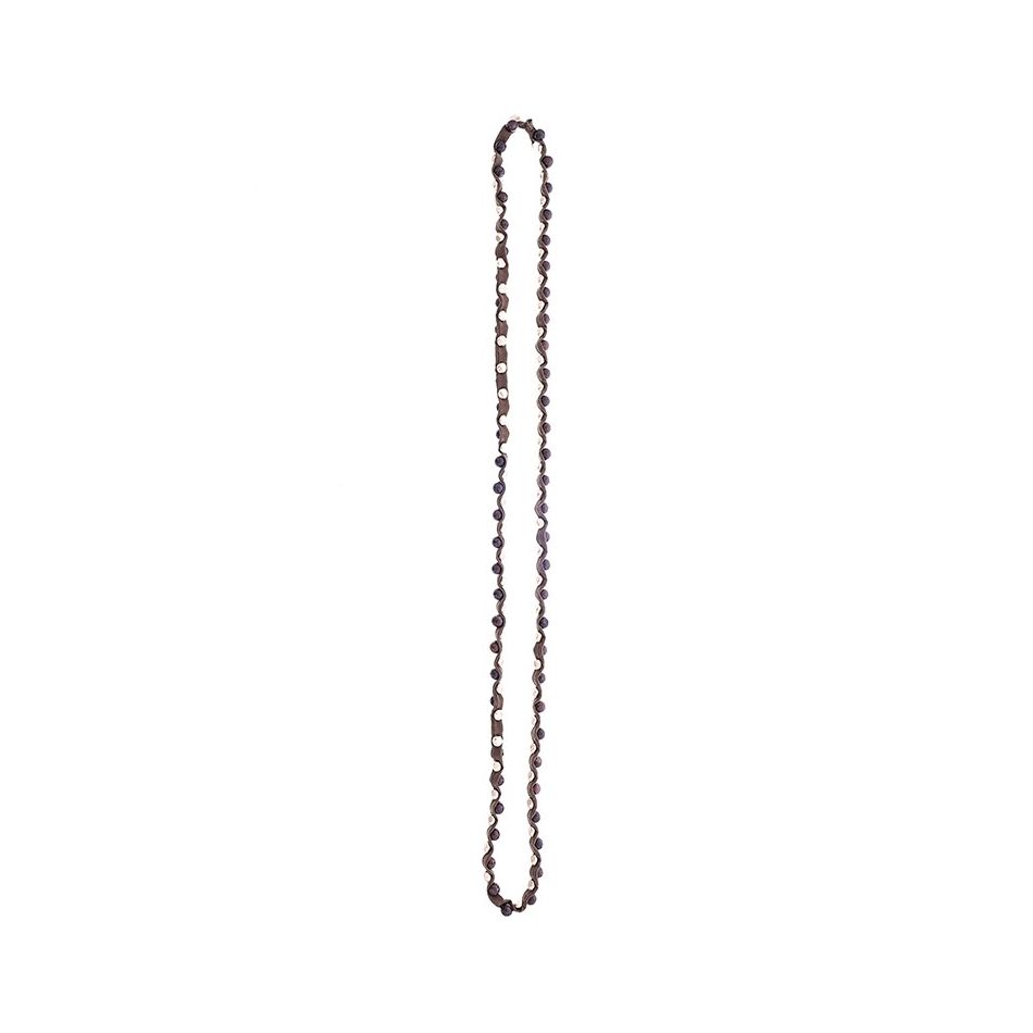 LONG TUBE NECKLACE WITH METAL IMITATION BEADS STONES
