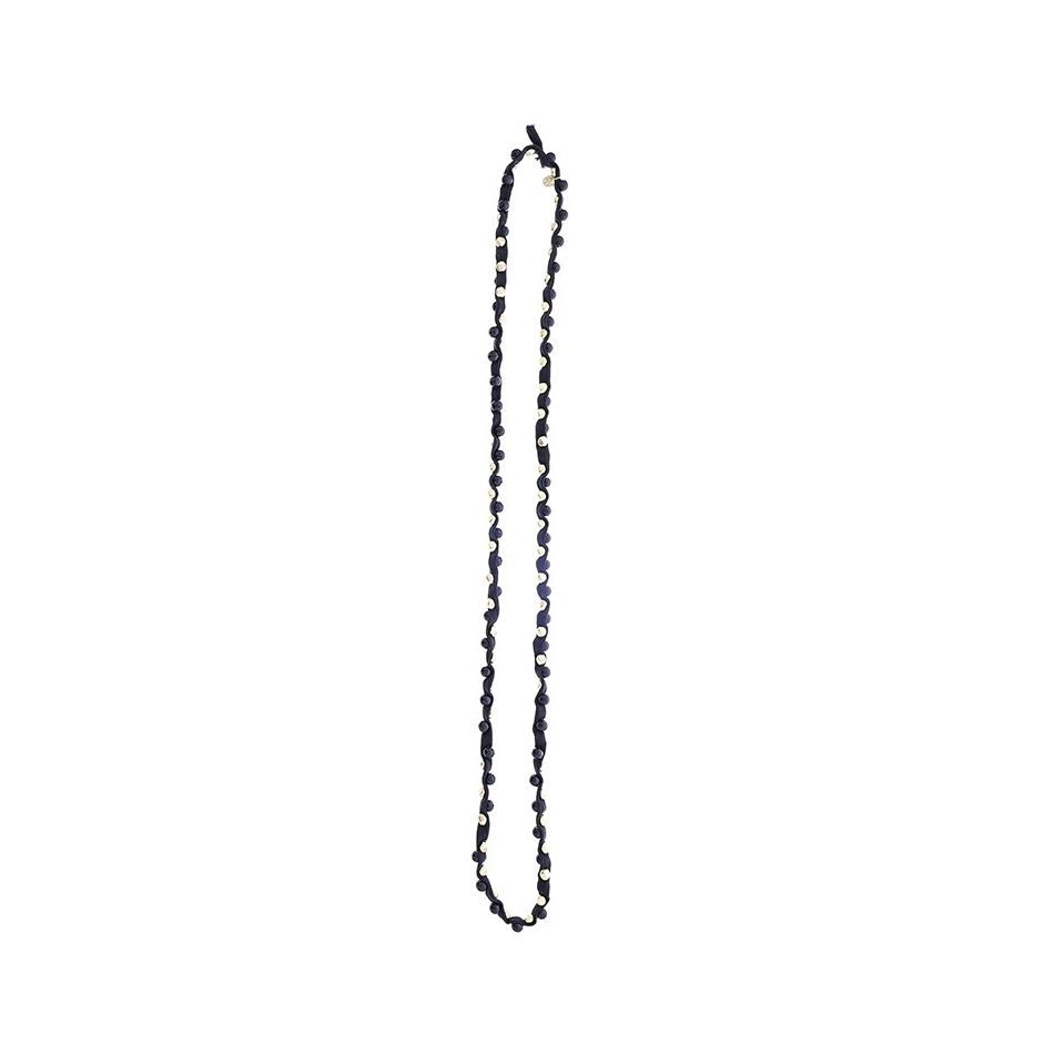 LONG TUBE NECKLACE WITH METAL IMITATION BEADS STONES