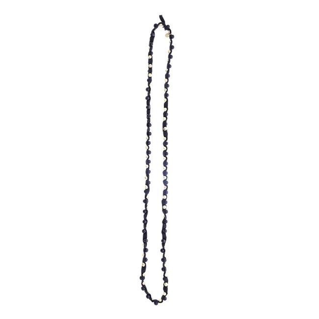 LONG TUBE NECKLACE WITH METAL IMITATION BEADS STONES