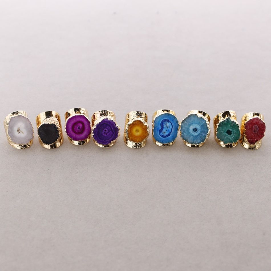 IRREGULAR DRUZY STONE BRONZE RING