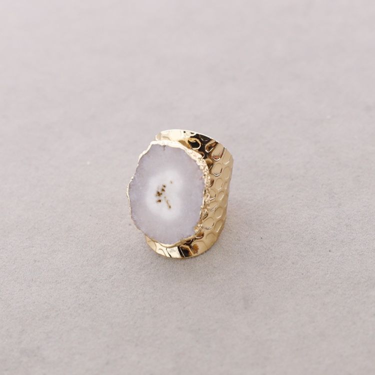 IRREGULAR DRUZY STONE BRONZE RING
