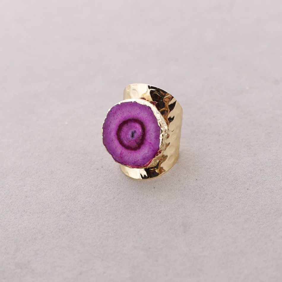 IRREGULAR DRUZY STONE BRONZE RING