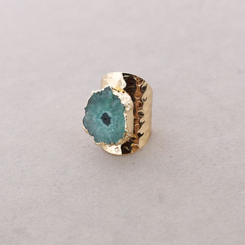 ANILLO BRONCE PIEDRA DRUSA IRREGULAR