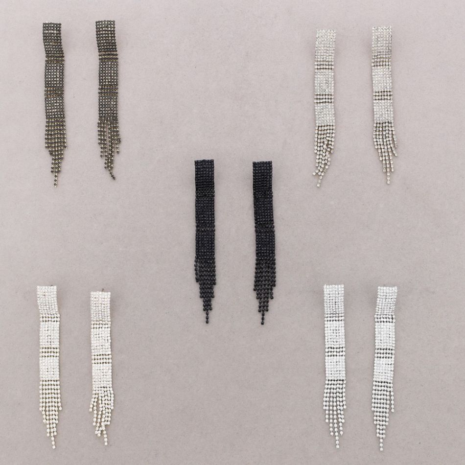 PENDIENTES PRESIÓN CUADRADOS METAL CRISTALES