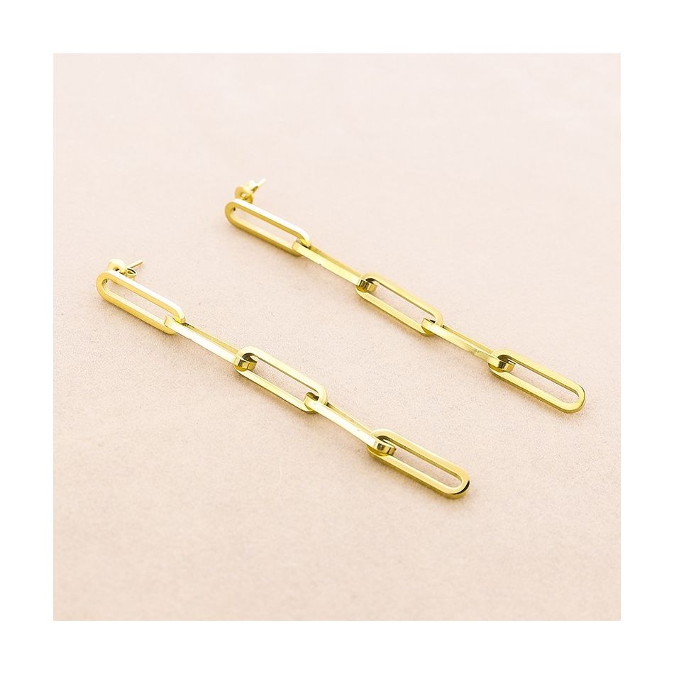 PENDIENTES ACERO CADENA CUADRADA