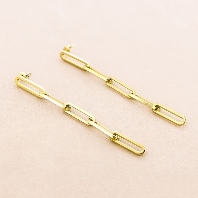 PENDIENTES ACERO CADENA CUADRADA