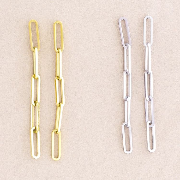 PENDIENTES ACERO CADENA CUADRADA 2