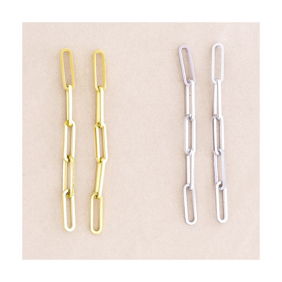 PENDIENTES ACERO CADENA CUADRADA