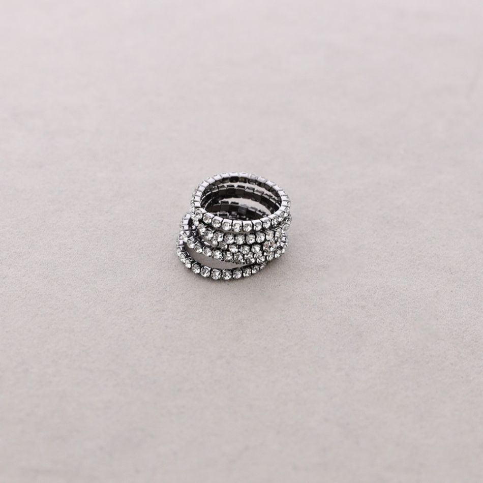 ELASTIC RING SET OF 6 CRYSTAL STRIPS