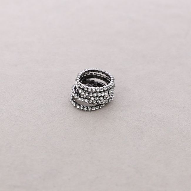 ELASTIC RING SET OF 6 CRYSTAL STRIPS