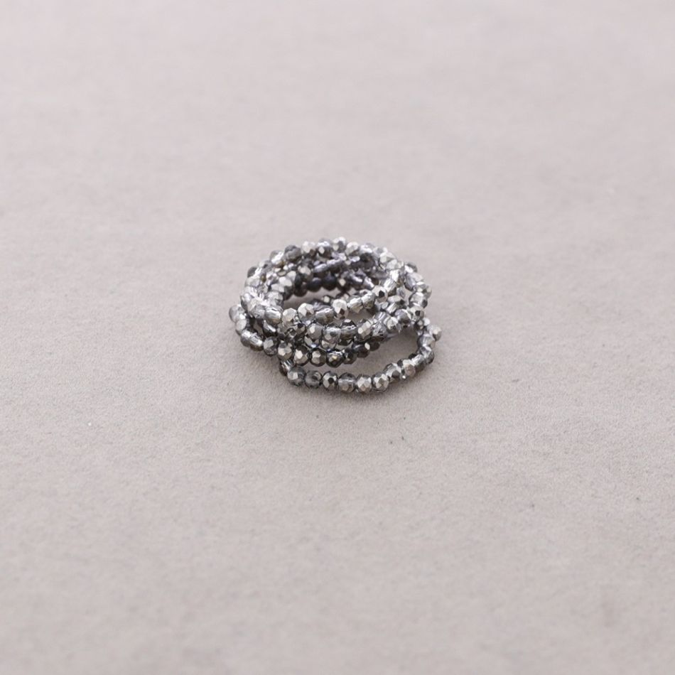 ELASTIC RING SET OF 6 FACETED CRYSTAL STRIPS