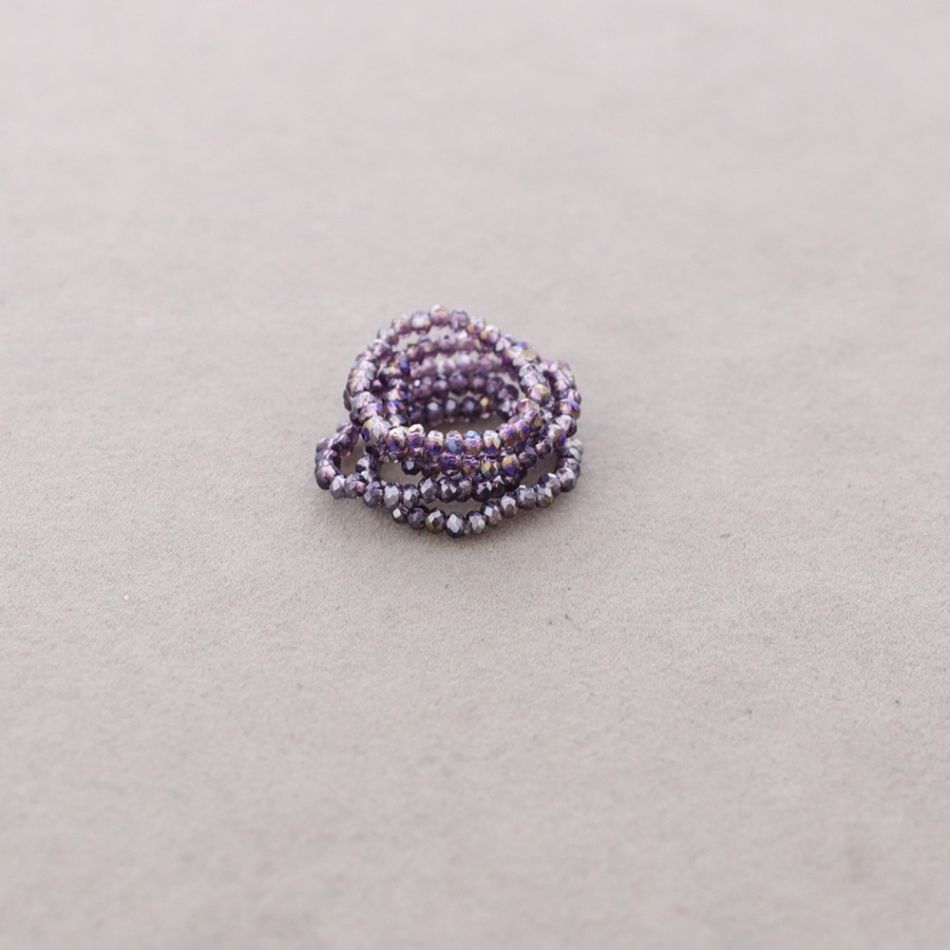 ELASTIC RING SET OF 6 FACETED CRYSTAL STRIPS