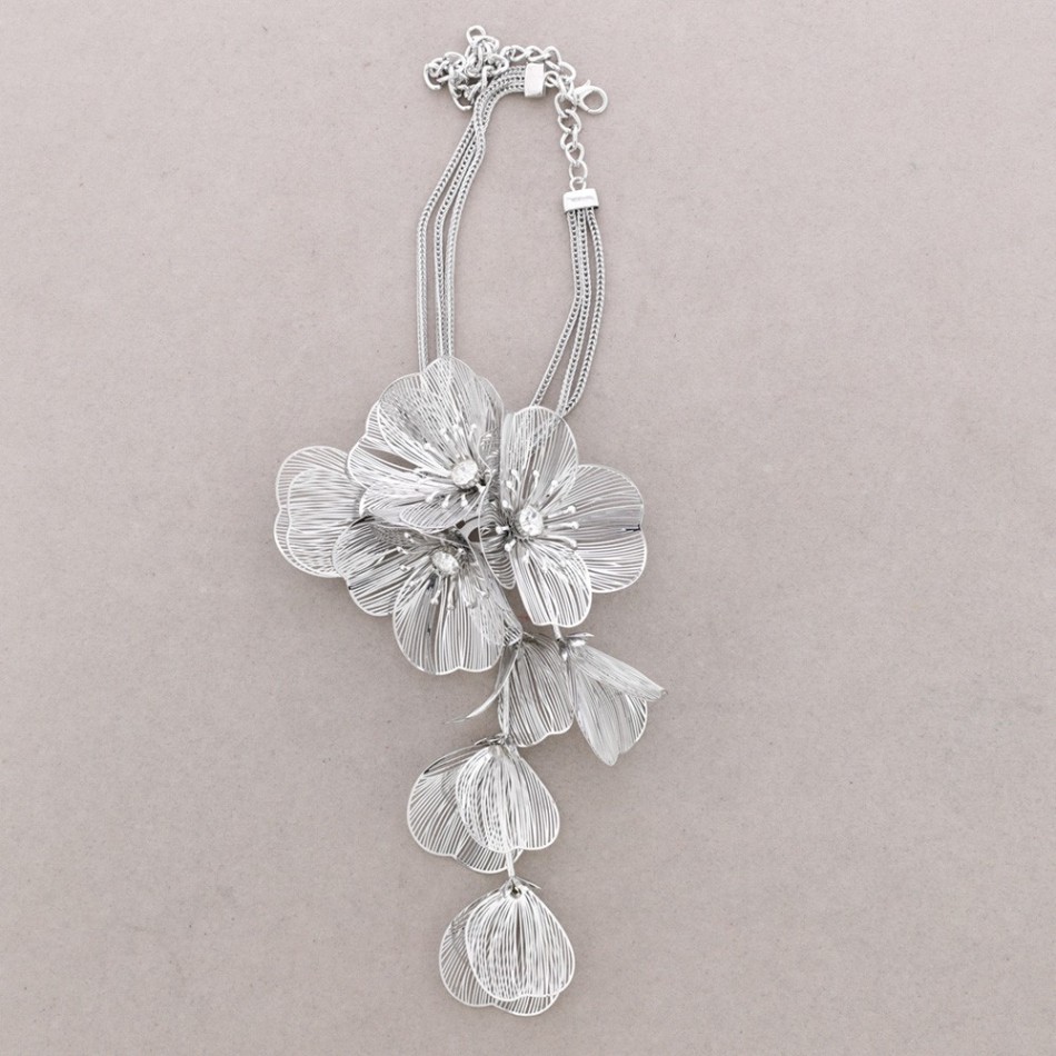 FILIGREE FLOWER PENDANT NECKLACE METAL