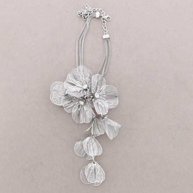 FILIGREE FLOWER PENDANT NECKLACE METAL