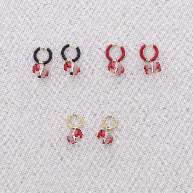 PENDIENTES ACERO ARO COLGANTE BOLA CRISTAL MARIQUITA