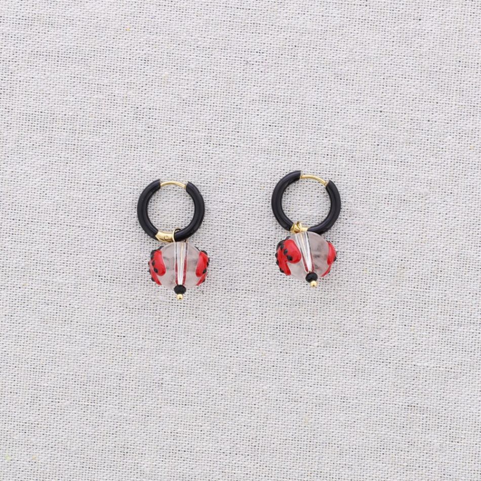 PENDIENTES ACERO ARO COLGANTE BOLA CRISTAL MARIQUITA