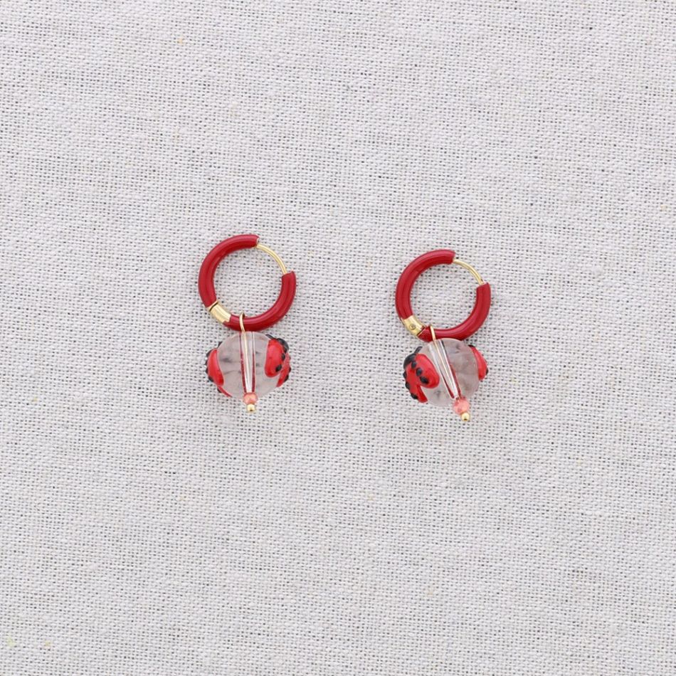 PENDIENTES ACERO ARO COLGANTE BOLA CRISTAL MARIQUITA