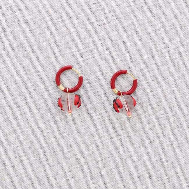 PENDIENTES ACERO ARO COLGANTE BOLA CRISTAL MARIQUITA
