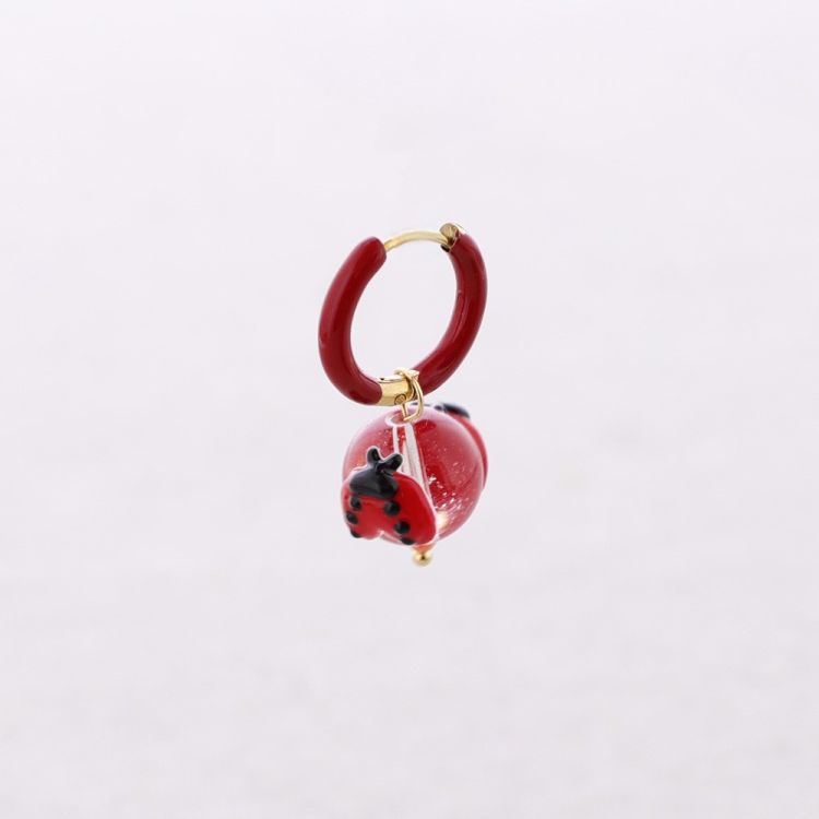 PENDIENTES ACERO ARO COLGANTE BOLA CRISTAL MARIQUITA