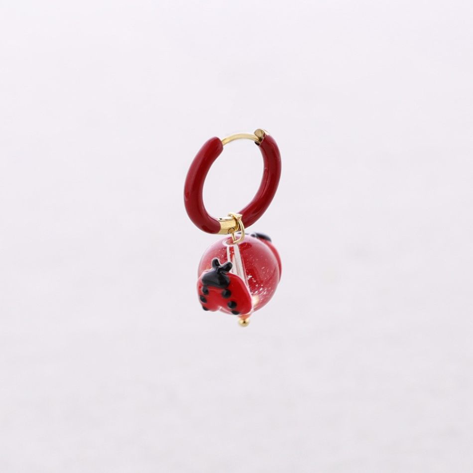 PENDIENTES ACERO ARO COLGANTE BOLA CRISTAL MARIQUITA