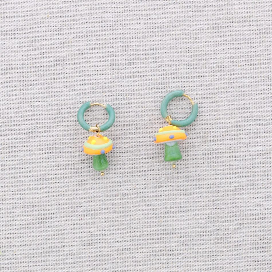 PENDIENTES ACERO ARO COLGANTE CHAMPIÑÓN