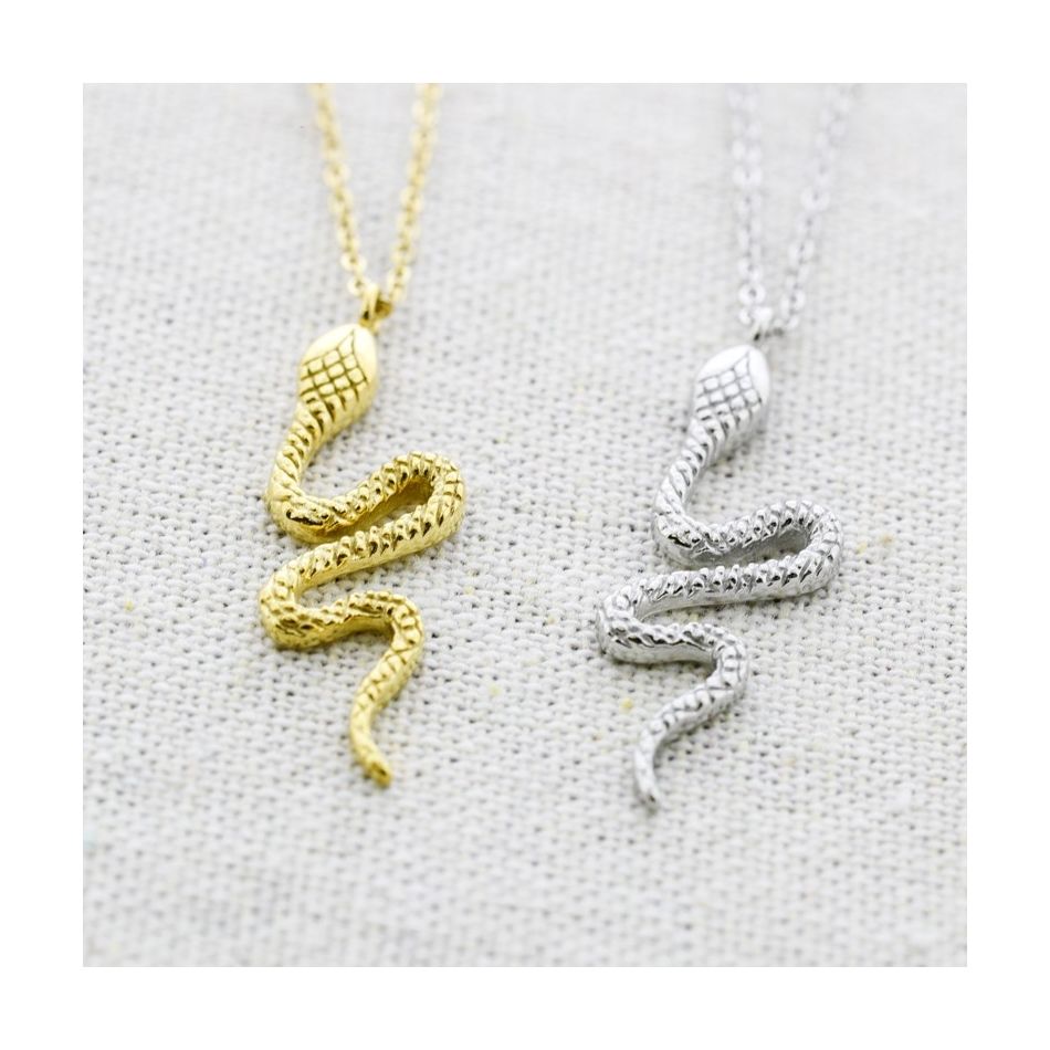STEEL SNAKE PENDANT NECKLACE 50CM