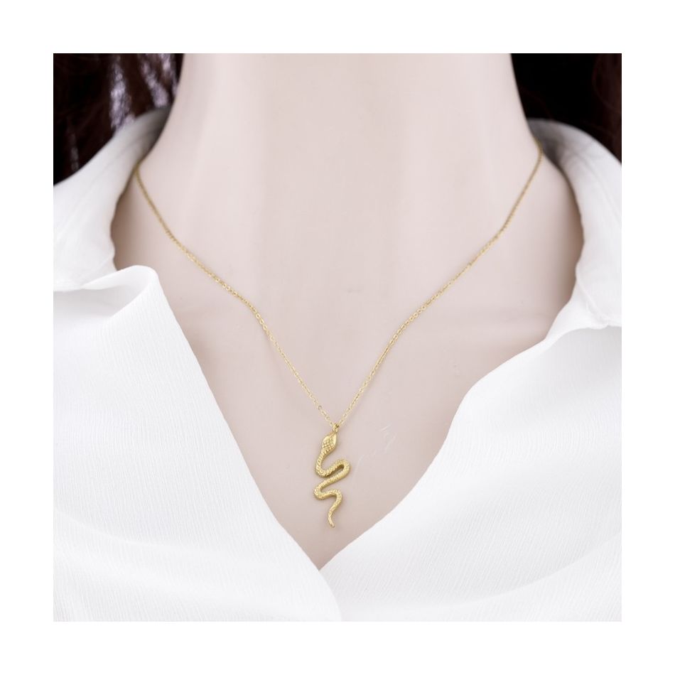 STEEL SNAKE PENDANT NECKLACE 50CM