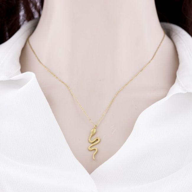 COLLAR ACERO COLGANTE SERPIENTE 50CM