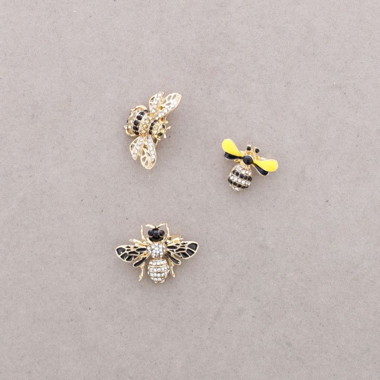SET BROCHE TRIPLE INSECTO METAL CRISTALES
