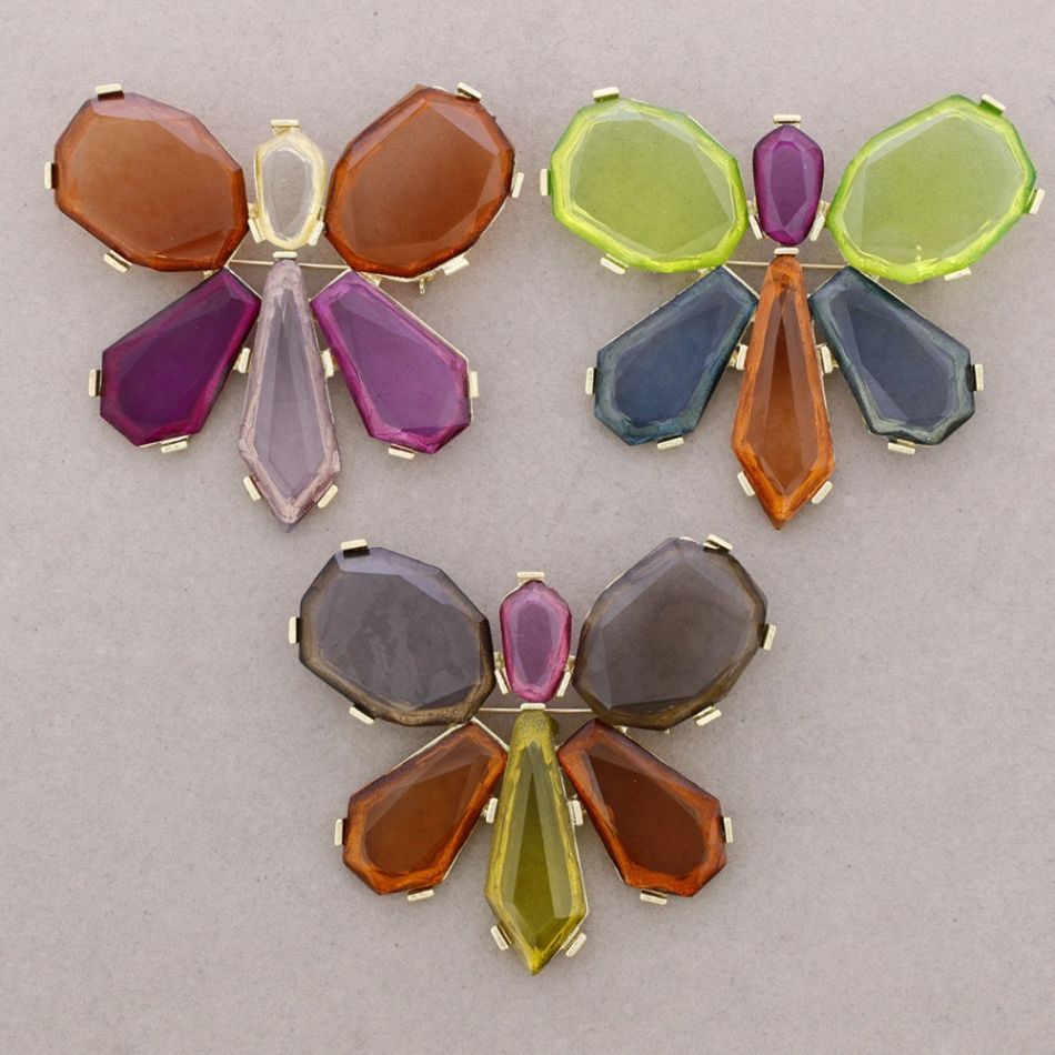 BROCHE MARIPOSA METAL CRISTALES