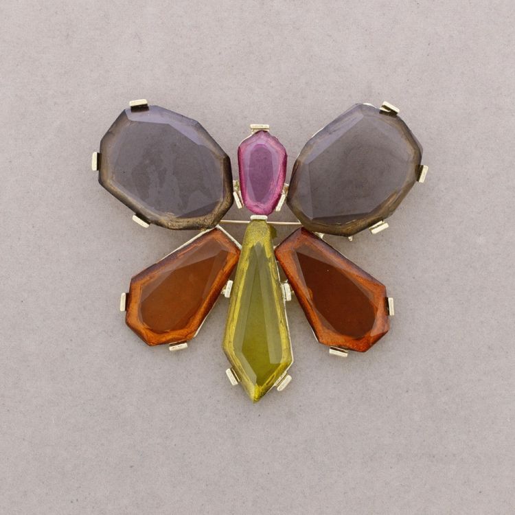 BROCHE MARIPOSA METAL CRISTALES