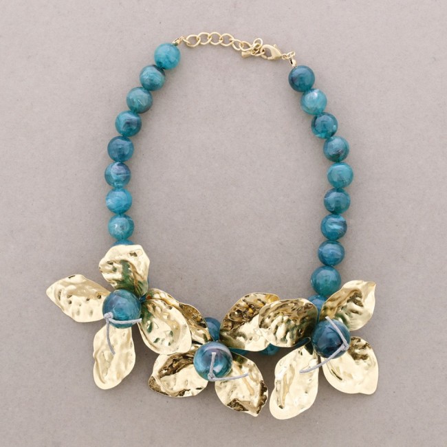 METAL FLOWER CHOKER WITH BALLS