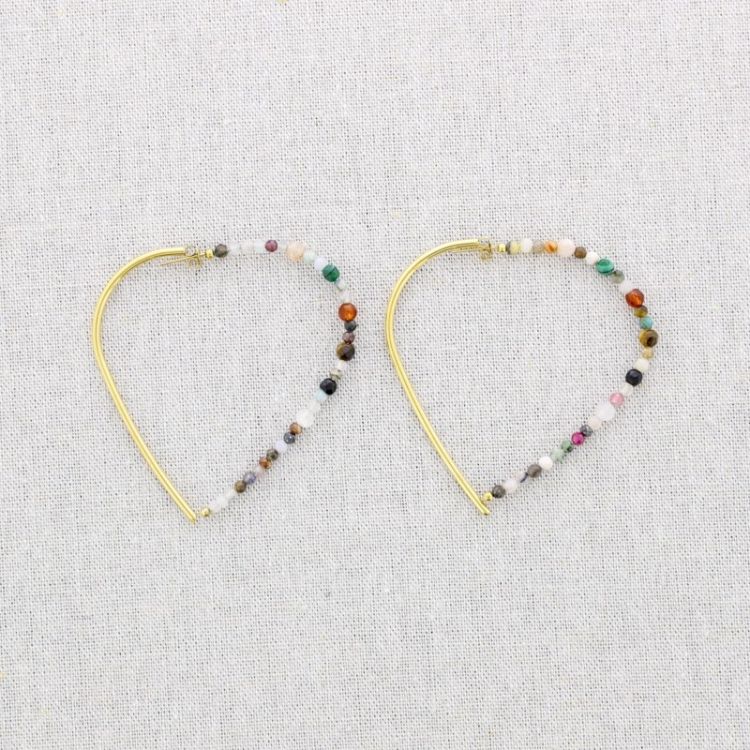 PENDIENTES ACERO CORAZÓN PIEDRAS