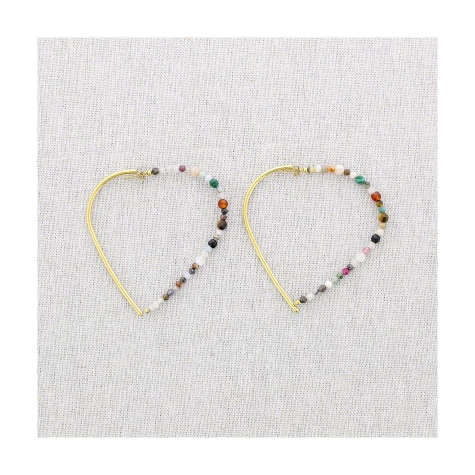 STONE HEART STEEL EARRINGS