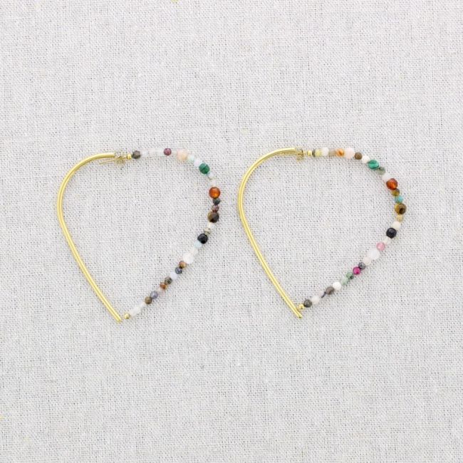 PENDIENTES ACERO CORAZÓN PIEDRAS