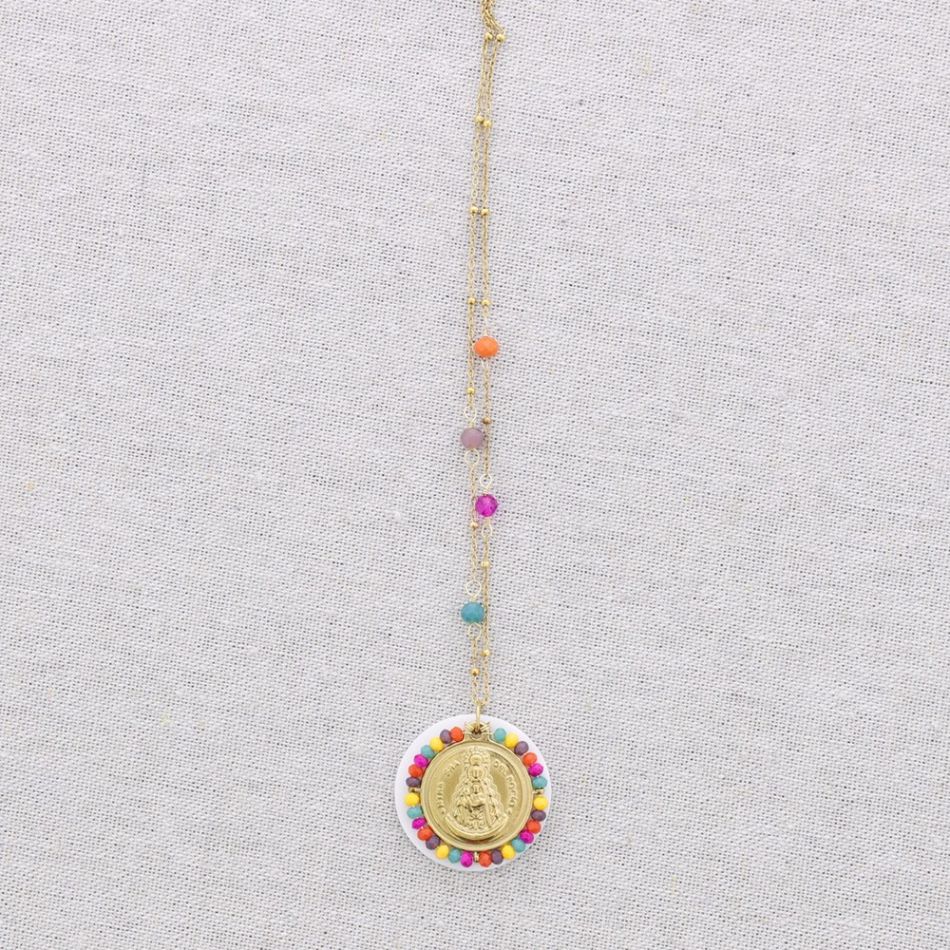 COLLAR ACERO COLGANTE NÁCAR VIRGENCITA