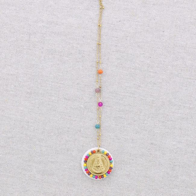 COLLAR ACERO COLGANTE NÁCAR VIRGENCITA
