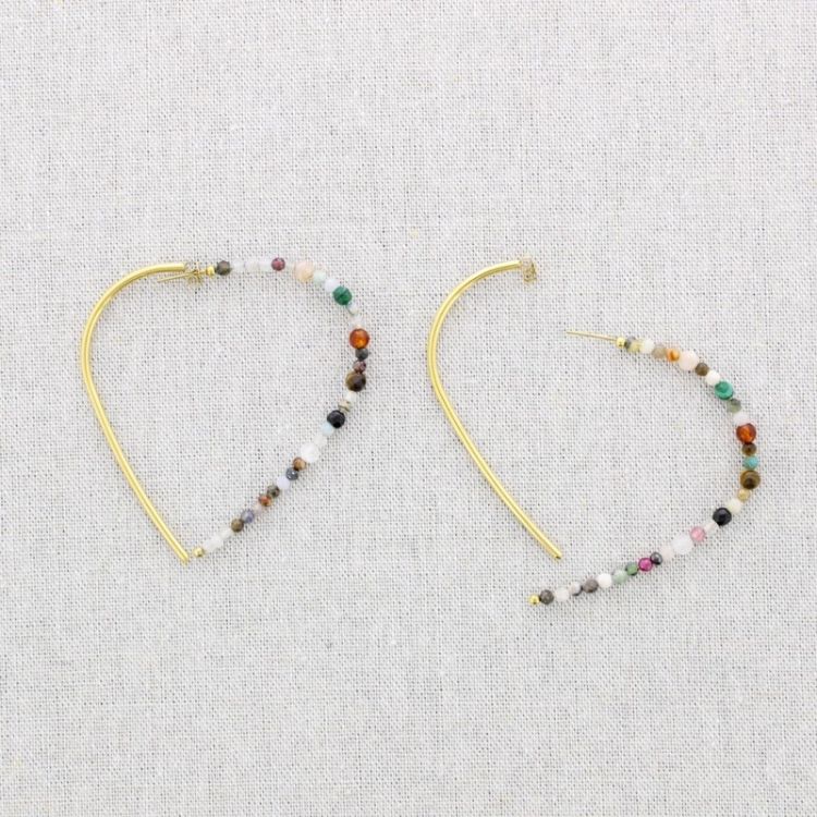PENDIENTES ACERO CORAZÓN PIEDRAS 2