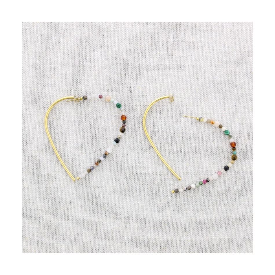 STONE HEART STEEL EARRINGS