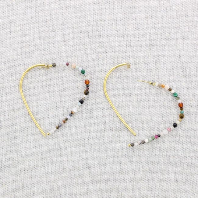 PENDIENTES ACERO CORAZÓN PIEDRAS